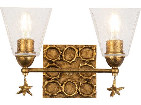 Lucas McKearn Star 2-Light Gold Leaf Glass Vanity Light