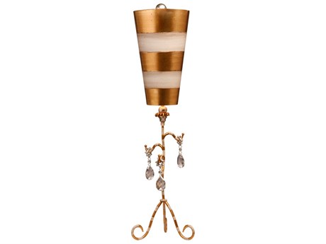 Lucas McKearn Tivoli Crystal Glass Cream Gold Striped Off White Buffet Lamp