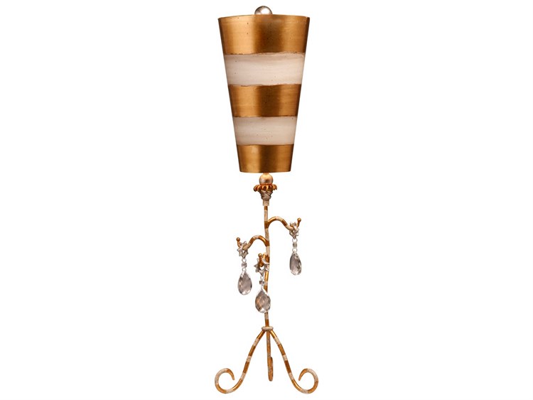 Photos - Floodlight / Street Light Flambeau Lucas McKearn Tivoli Crystal Glass Cream Gold Striped Off White Buffet Lamp TA1038 