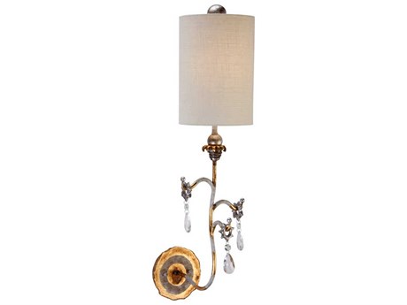 Lucas McKearn Tivoli 1-Light Cream Patina Gold Crystal Wall Sconce