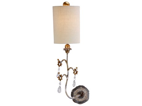 Lucas McKearn Tivoli 1-Light Cream Patina Silver And Gold Off White Crystal Wall Sconce