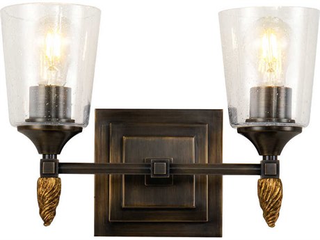Lucas McKearn Vetiver 2-Light Dark Bronze Glass Vanity Light