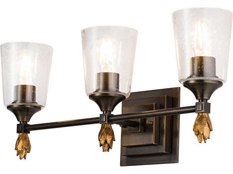 Lucas McKearn Vetiver 3-Light Dark Bronze Glass Vanity Light