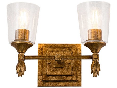 Lucas McKearn Vetiver 2-Light Gold Leaf Glass Vanity Light