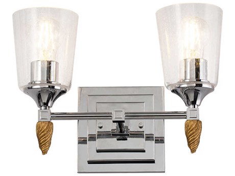 Lucas McKearn Vetiver 2-Light Polished Chrome Glass Vanity Light