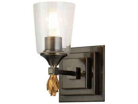 Lucas McKearn Vetiver 1-Light Dark Bronze Glass Wall Sconce