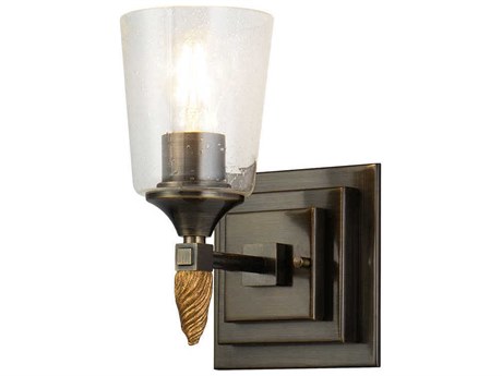 Lucas McKearn Vetiver 1-Light Dark Bronze Glass Wall Sconce