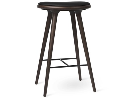 Mater Space Leather Dark Stain Beech Bar Stool