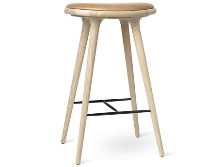 Mater Space Leather Natural Soap Oak Bar Stool