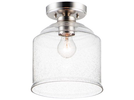 Maxim Lighting Acadia 1-Light Satin Nickel Glass Bell Semi Flush Mount