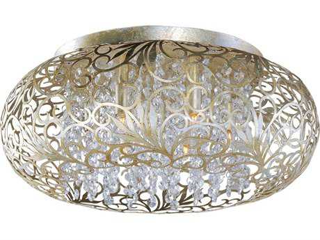 Maxim Lighting Arabesque 7-Light Golden Silver Crystal Glass Round Flush Mount