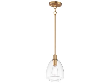 Maxim Lighting Babylon 1-Light Satin Brass Glass Bell Mini Pendant