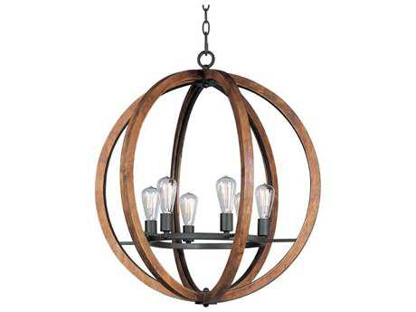 Maxim Lighting Bodega Bay 6-Light Anthracite Brown Candelabra Globe Chandelier
