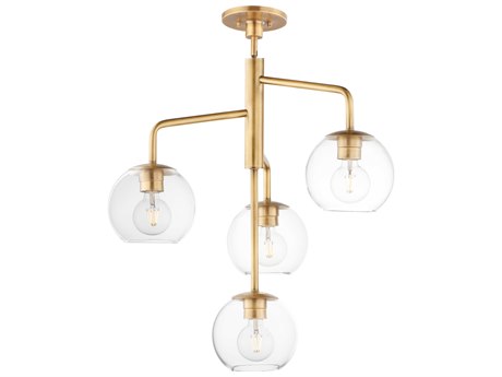 Maxim Lighting Branch 4-Light Natural Aged Brass Glass Globe Round Chandelier
