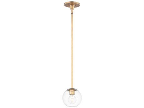 Maxim Lighting Branch 1-Light Natural Aged Brass Glass Globe Round Mini Pendant