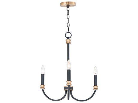 Maxim Lighting Charlton 3-Light Black Antique Brass Candelabra Chandelier