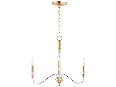 Maxim Lighting Clarion 3-Light Polished Chrome Satin Brass Glass Candelabra Chandelier