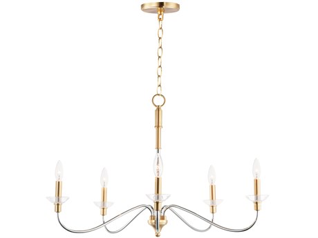 Maxim Lighting Clarion 5-Light Polished Chrome Satin Brass Glass Candelabra Chandelier