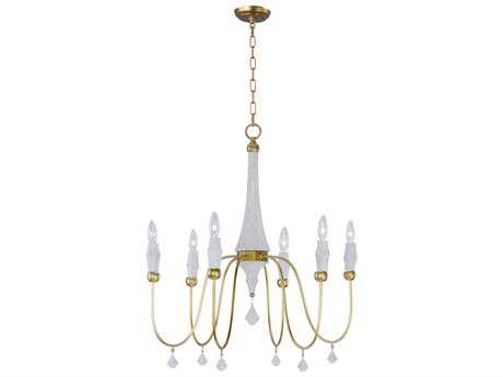 Maxim Lighting Claymore 6-Light Claystone Gold Leaf White Candelabra Chandelier