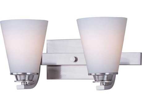Maxim Lighting Conical 2-Light Satin Nickel Glass Vanity Light