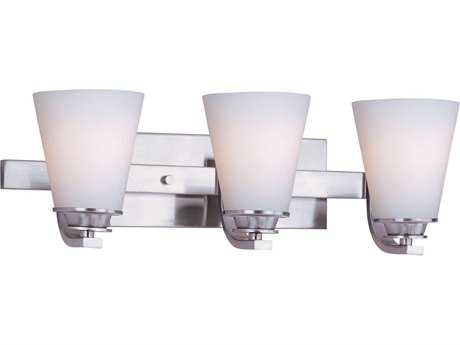 Maxim Lighting Conical 3-Light Satin Nickel Glass Vanity Light