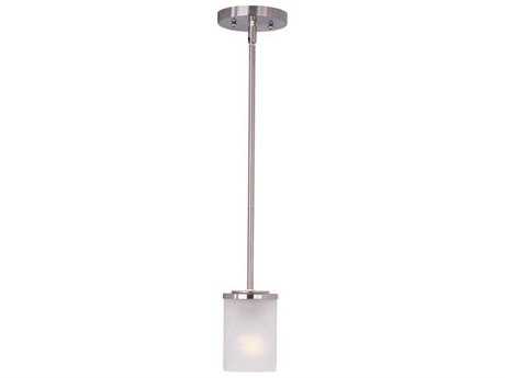 Maxim Lighting Corona 1-Light Satin Nickel Glass Cylinder Mini Pendant