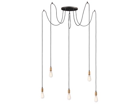 Maxim Lighting Early Electric 5-Light Black Antique Brass Pendant