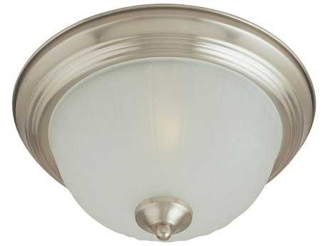 Maxim Lighting Essentials 1-Light Satin Nickel Glass Bowl Flush Mount