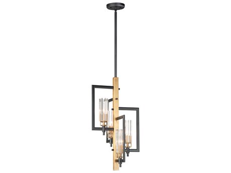 Maxim Lighting Flambeau 4-Light Black Antique Brass Glass Candelabra Geometric Chandelier