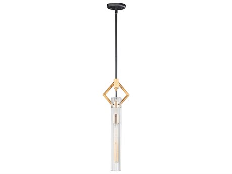 Maxim Lighting Flambeau 1-Light Black Antique Brass Glass Cylinder Mini Pendant