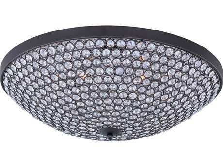 Maxim Lighting Glimmer 6-Light Bronze Crystal Glass Bowl Flush Mount