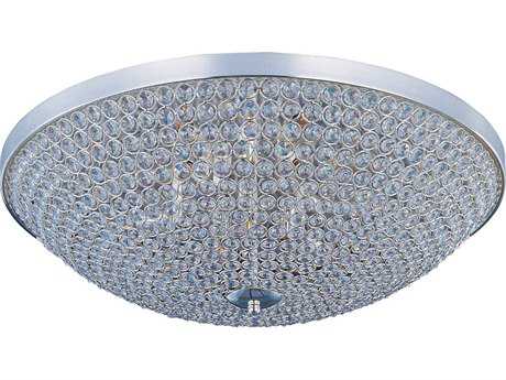 Maxim Lighting Glimmer 6-Light Plated Silver Crystal Glass Bowl Flush Mount