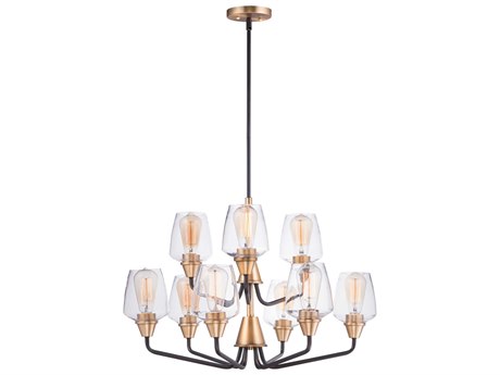 Maxim Lighting Goblet 9-Light Bronze Antique Brass Glass Bell Chandelier