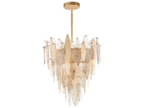 Maxim Lighting Majestic 12-Light Gold Leaf Crystal Glass Chandelier