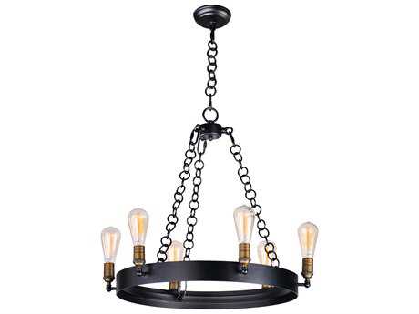 Maxim Lighting Noble 6-Light Black Natural Aged Brass Candelabra Chandelier