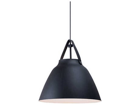 Maxim Lighting Nordic 1-Light Tan Leather Black Bell Pendant