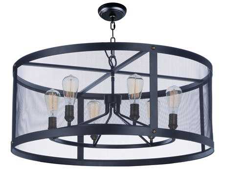 Maxim Lighting Palladium 6-Light Black Natural Aged Brass Candelabra Drum Chandelier