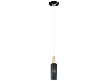 Maxim Lighting Perf 1-Light Black Satin Brass Cylinder Mini Pendant