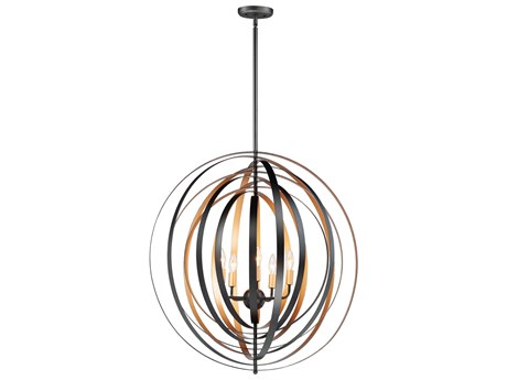Maxim Lighting Radial 5-Light Black Gold Candelabra Globe Chandelier