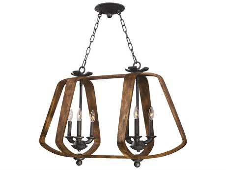 Maxim Lighting Road House 6-Light Barn Wood Iron Ore Brown Island Pendant