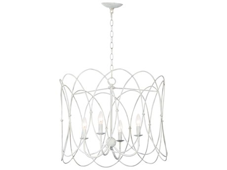 Maxim Lighting Trellis 4-Light Weathered White Candelabra Geometric Chandelier