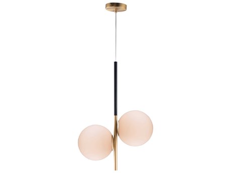 Maxim Lighting Vesper 2-Light Satin Brass Black Glass Globe Pendant