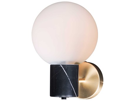 Maxim Lighting Vesper 1-Light Satin Brass Black Glass Wall Sconce