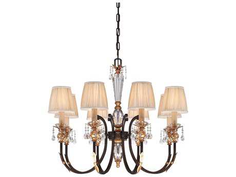 Metropolitan Bella Cristallo 8-Light French Bronze Gold Crystal Glass Candelabra Chandelier