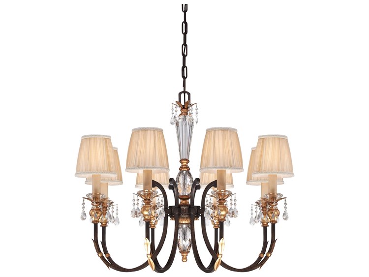 Metropolitan Bella Cristallo 8-Light French Bronze Gold Crystal Glass Candelabra Chandelier