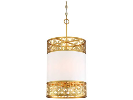 Metropolitan Blairmoor 4-Light Honey Gold LED Drum Pendant