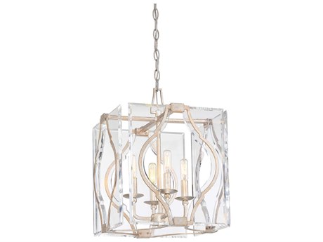 Metropolitan Brenton Cove 4-Light Gold Mist Leaf Clear Geometric Chandelier