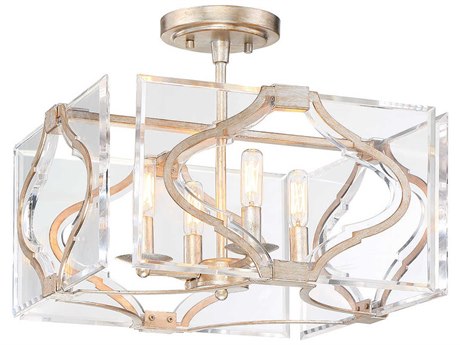 Metropolitan Brenton Cove 4-Light Gold Mist Leaf Geometric Semi Flush Mount