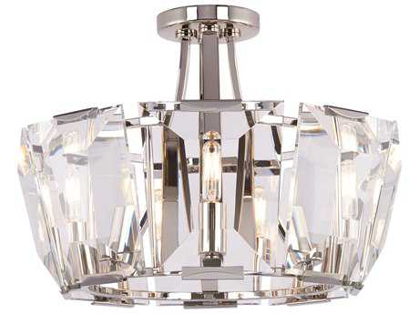 Metropolitan Castle Aurora 8-Light Polished Nickel Crystal Semi Flush Mount