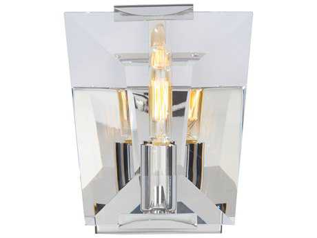 Metropolitan Castle Aurora Polished Nickel Crystal Glass Wall Sconce
